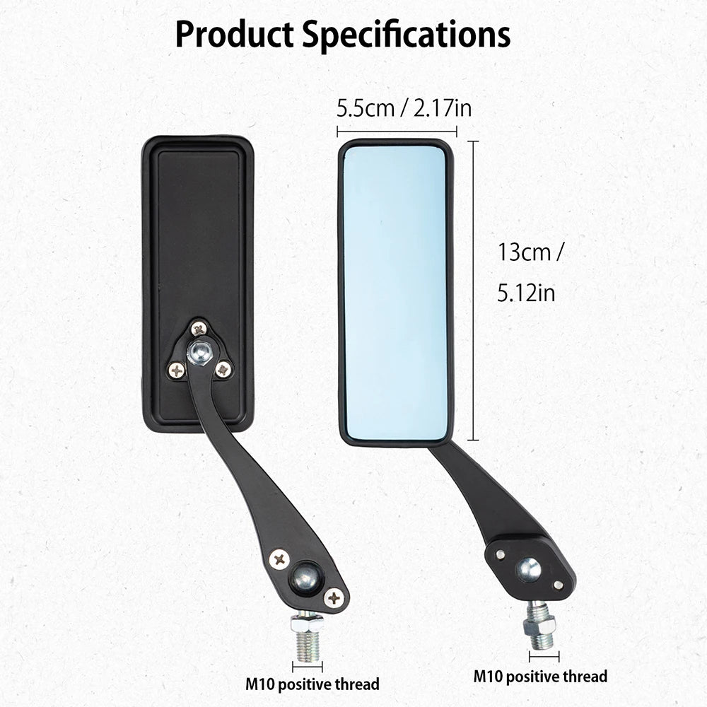 Universal M10 Square CNC Aluminum Motorcycle Rear View Mirrors Motorcycle Side Mirrors Nixie
