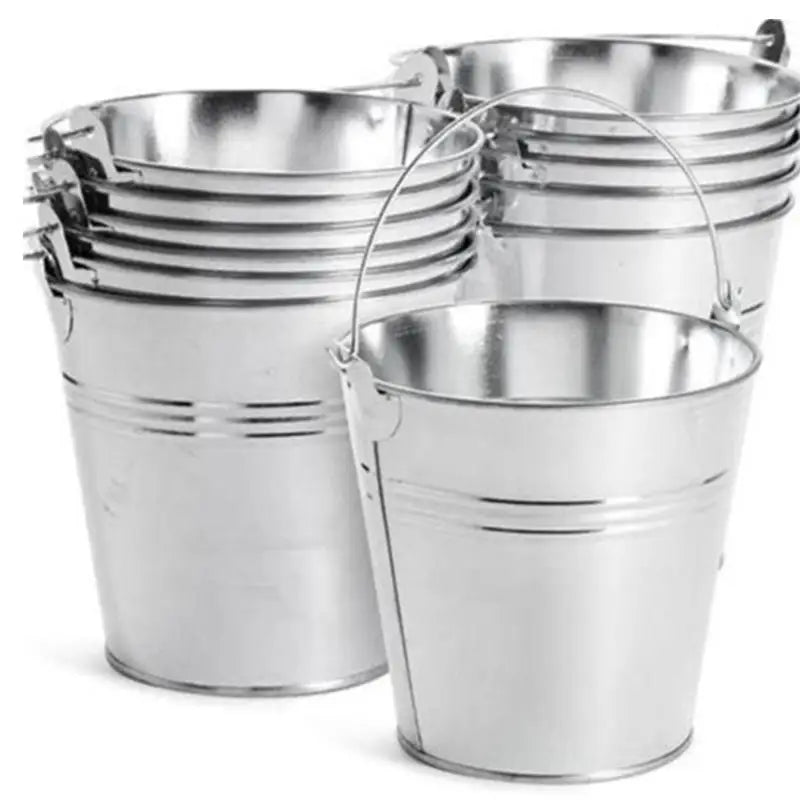 6-Pack Mini Galvanized Steel Buckets – Food-Safe with Handles Mini Galvanized Buckets Nixie