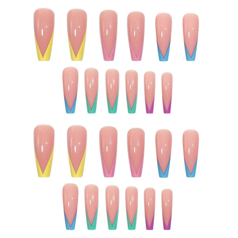 Rhinestone False Nails L Size – 24 Pcs Handmade Full Tips False Nail Tips Nixie 24PCS