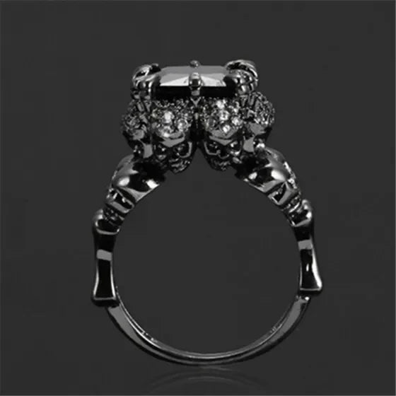 Men's Black Crystal Zircon Skull Ring | Punk Jewelry Sizes 6–11 Fashion Skull Ring Nixie