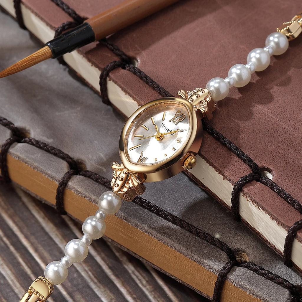Timetti Retro Roman Numeral Quartz Watch | Alloy Band Quartz Wrist Watch Nixie