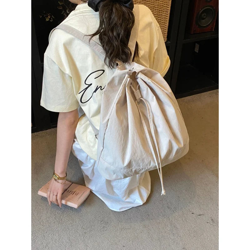 Nylon Drawstring Backpack Women – Foldable Travel & Gym Bag Drawstring Backpack Nixie