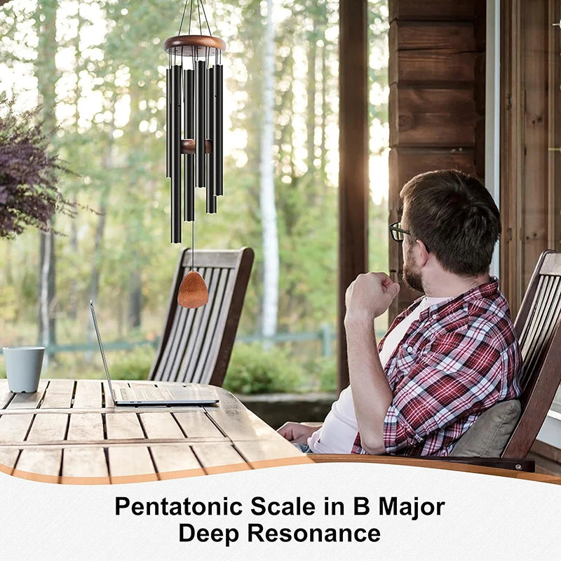 Retro Wood & Aluminum 6-Tube Wind Chime – Garden & Balcony Wind Chime Nixie