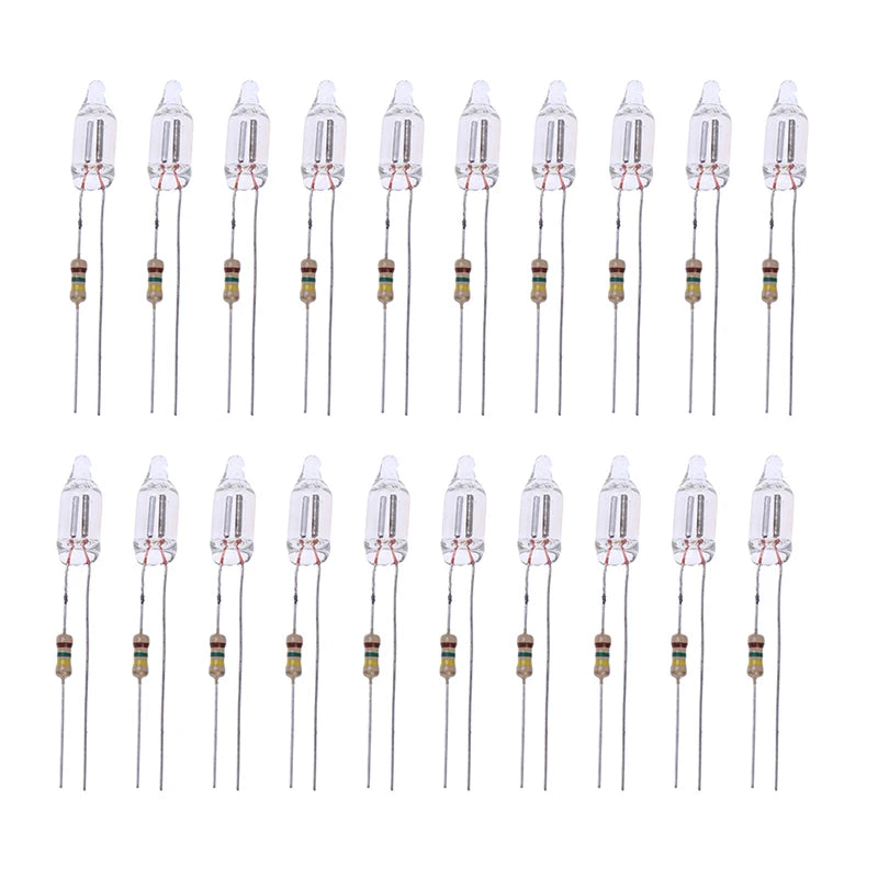 20pcs 220V Neon Indicator Lamps with Resistor 6x16mm Glow Neon Indicator Lamp Nixie