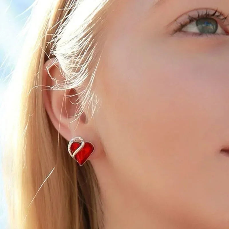 Blue Crystal Heart Stud Earrings | Women's Fashion Jewelry Fashion Stud Earrings Nixie