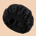 Women's Satin Bonnet Wide-Brimmed Sleep & Shower Cap Satin Hair Bonnet Nixie BLACK