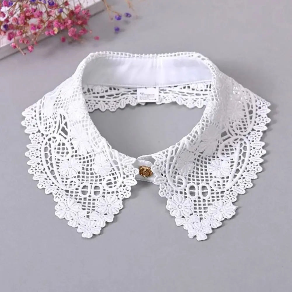 Lace Floral Detachable Collar – Black & White Women's Trim Detachable Lace Collar Nixie