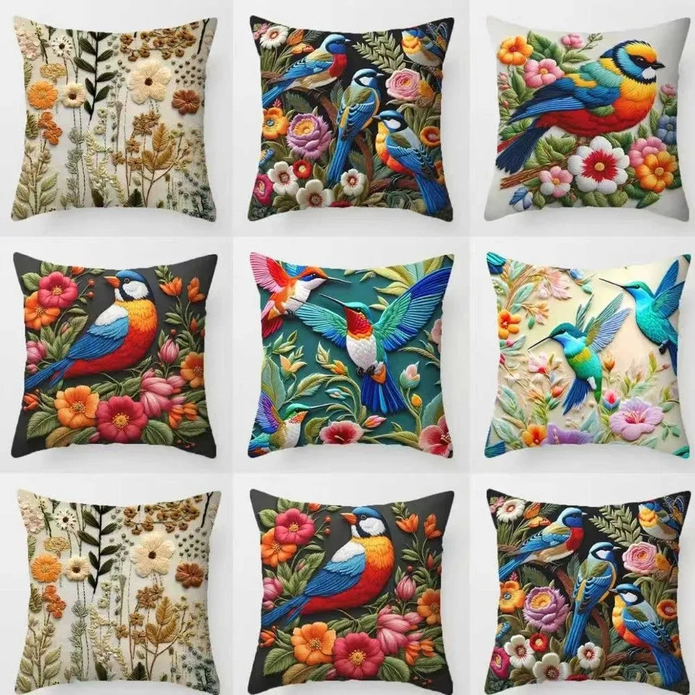 Bohemian Floral Bird 45cm Decorative Pillow Cover | Cushion Case Decorative Pillow Cover Nixie