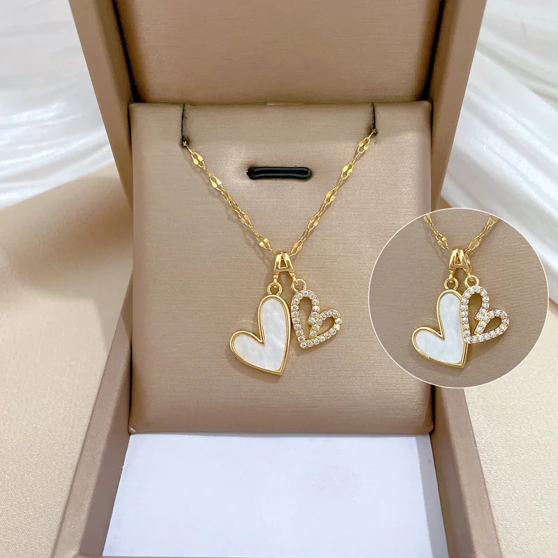 Luxury Heart Pendant Necklace – Gold Stainless Steel Choker Pendant Necklace Nixie