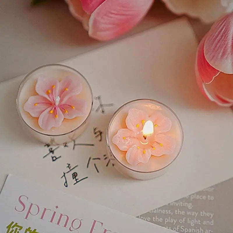 Handmade Peach Blossom Soy Wax Tea Candle – Scented Aromatherapy Scented Tea Candle Nixie