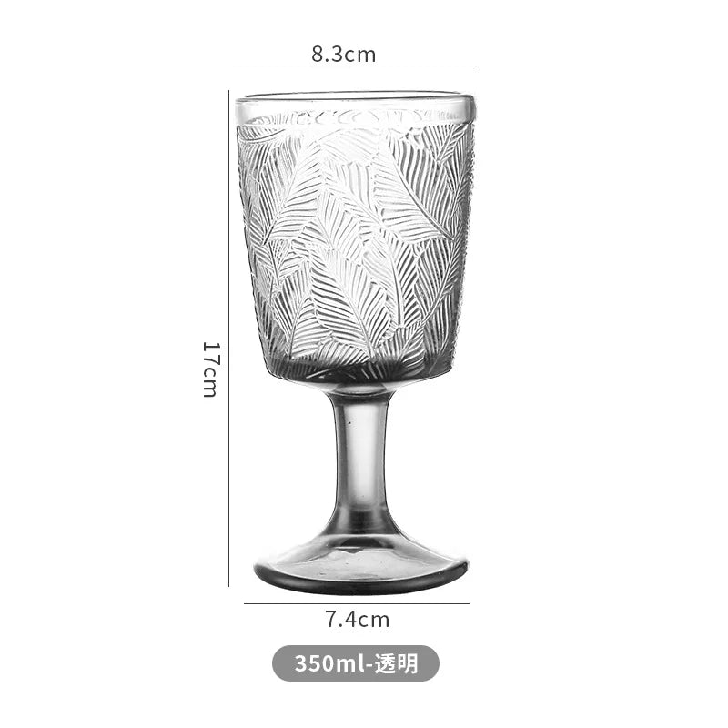 French Retro Leaf Relief High-Footed Wine & Champagne Glass Wine Glass Nixie Clear 301-400ml