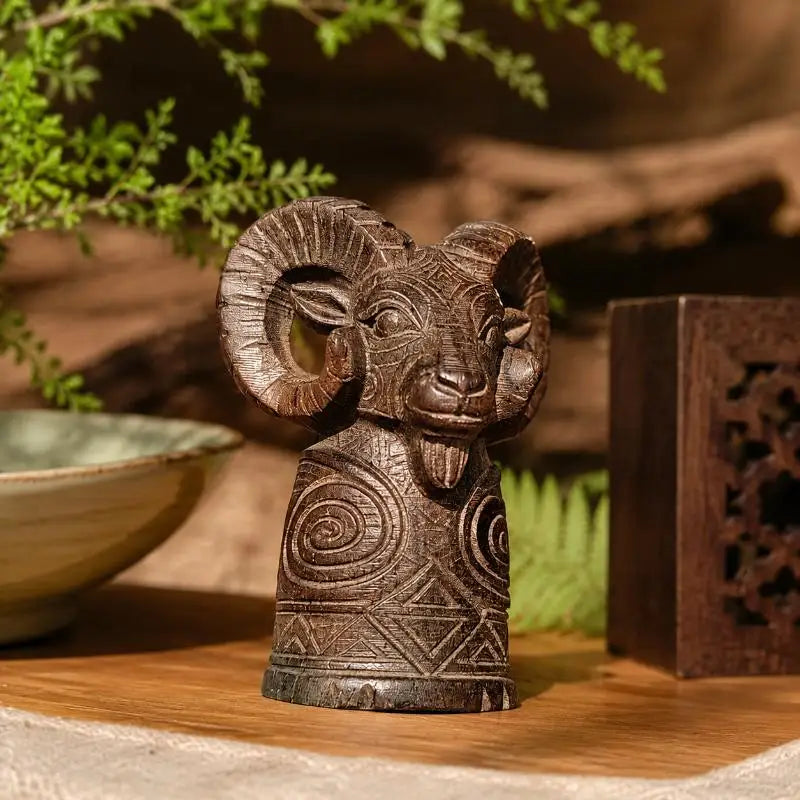 Hand-Carved Wooden Sheep Totem Figurine – Home Décor Gift Wood Figurine Nixie Default Title