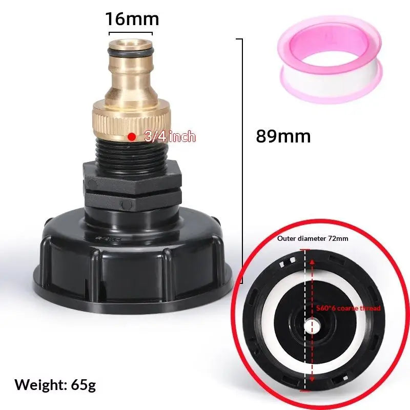 IBC Tank Valve Adapter 1/2" & 3/4" – 60mm Coarse Thread Set IBC Tank Adapter Nixie A3 6 points