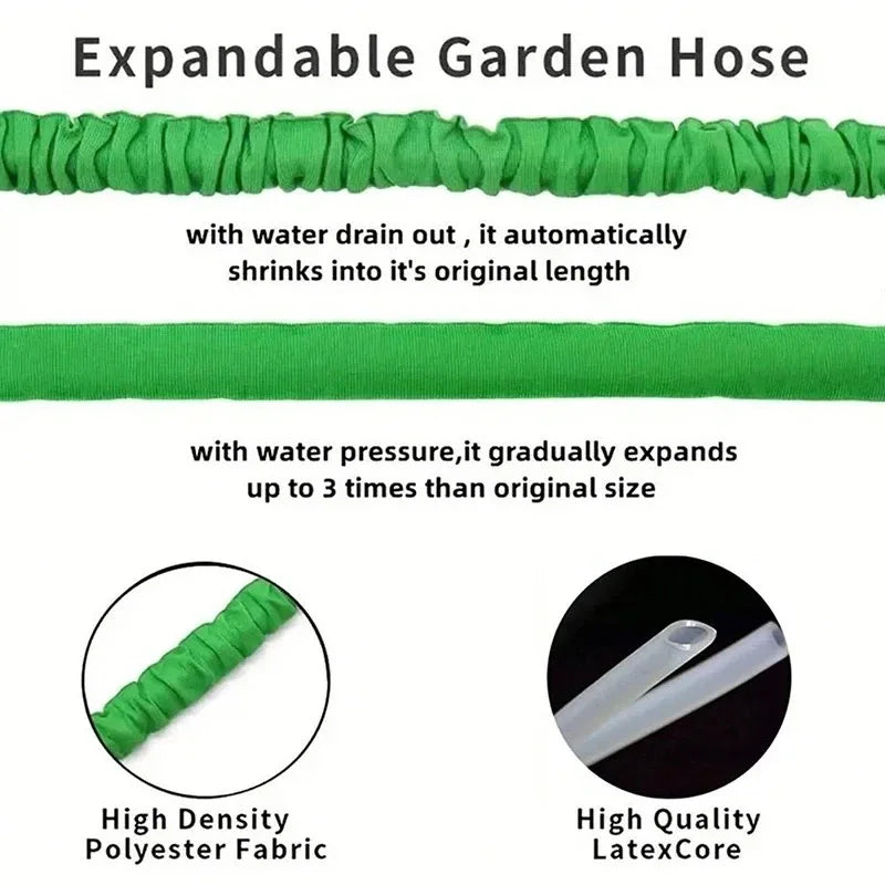 Expandable Garden Hose 25–200FT with High-Pressure Spray Gun Expandable Garden Hose Nixie