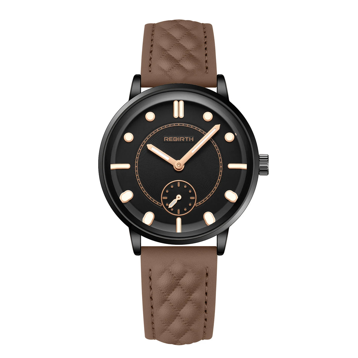 REBIRTH Retro Quartz Wristwatch Leather Band | Minimalist Dial Quartz Wristwatch Nixie Coffee