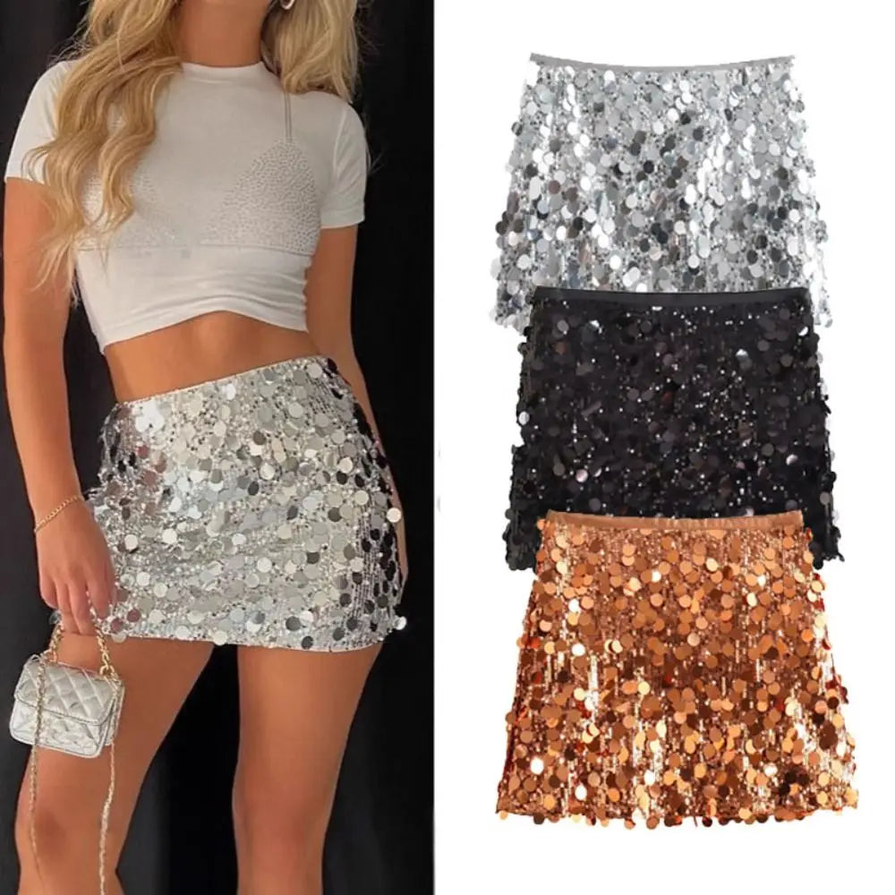 High Waist Sequin Mini Skirt A-Line Party Club Skirt Women Sequin Mini Skirt Nixie