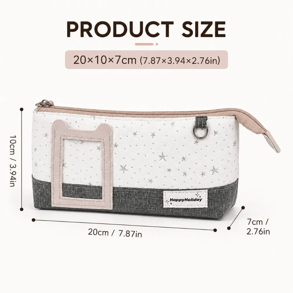 Korean Star Pencil Case Large Capacity with Photo Window Pencil Case Nixie