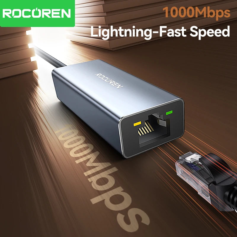 Rocoren USB-C to RJ45 Gigabit Ethernet Adapter 1000Mbps USB Ethernet Adapter Nixie
