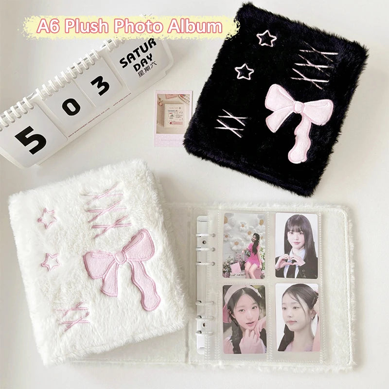 Cute Bow Plush A6 Kpop Photocard Album & Card Holder Photo Card Album Nixie