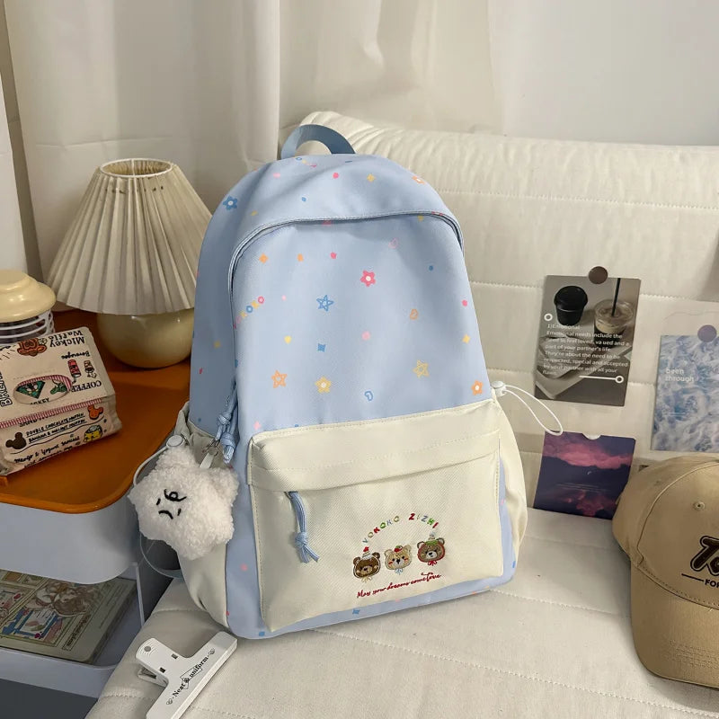 Cartoon Dog Embroidery Backpack – Large School Bag for Girls Embroidery Backpack Nixie