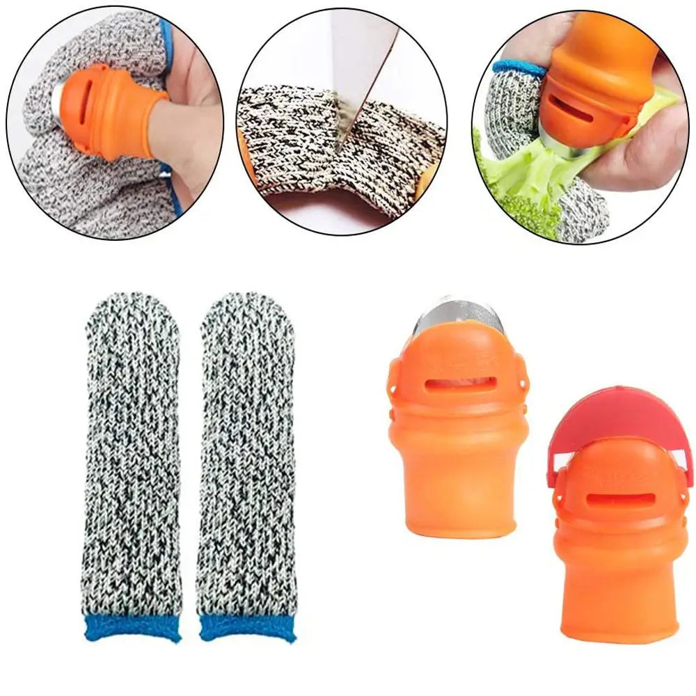 Thumb Cutter & Cut-Resistant Finger Sleeve Bean Picker Set Garden Harvesting Tool Nixie
