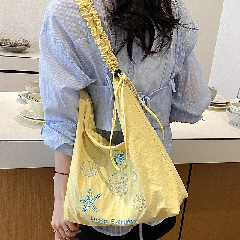 Korean Minimalist Canvas Tote Large Capacity Crossbody Bag