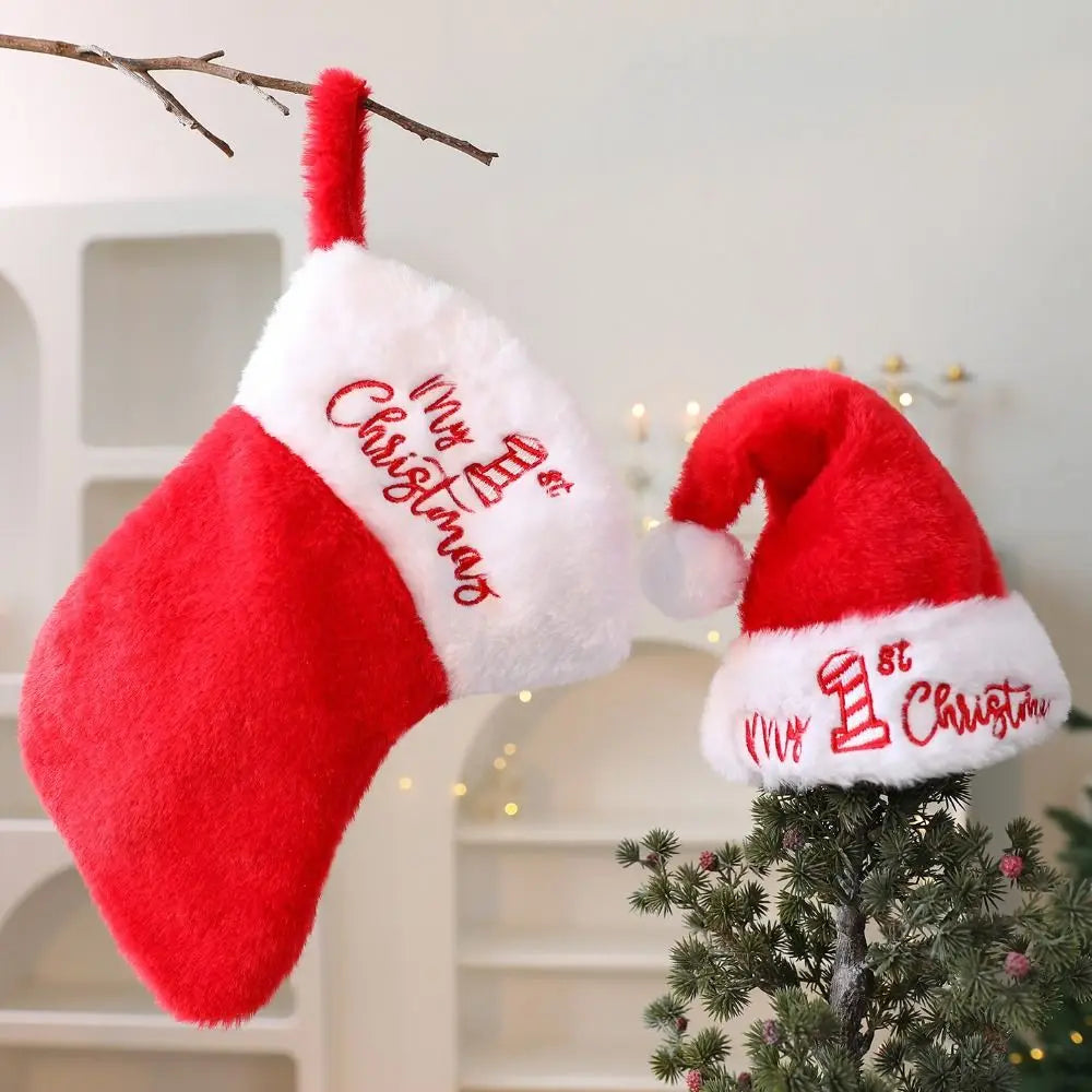 Christmas Hat & Sock Gift Set – Plush Xmas Holiday Party Christmas Gift Set Nixie