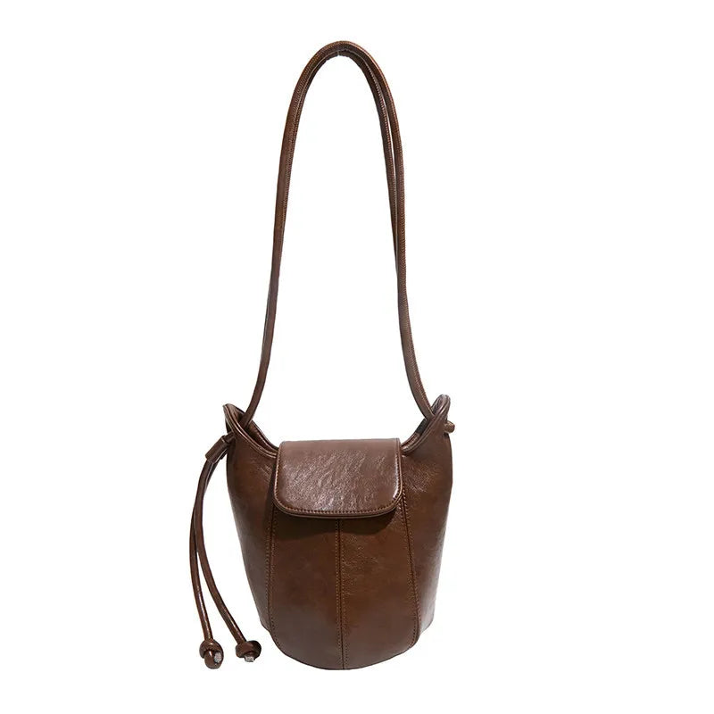 Nixie Retro Patent Leather Bucket Bag | Women's Crossbody Bucket Shoulder Bag Nixie