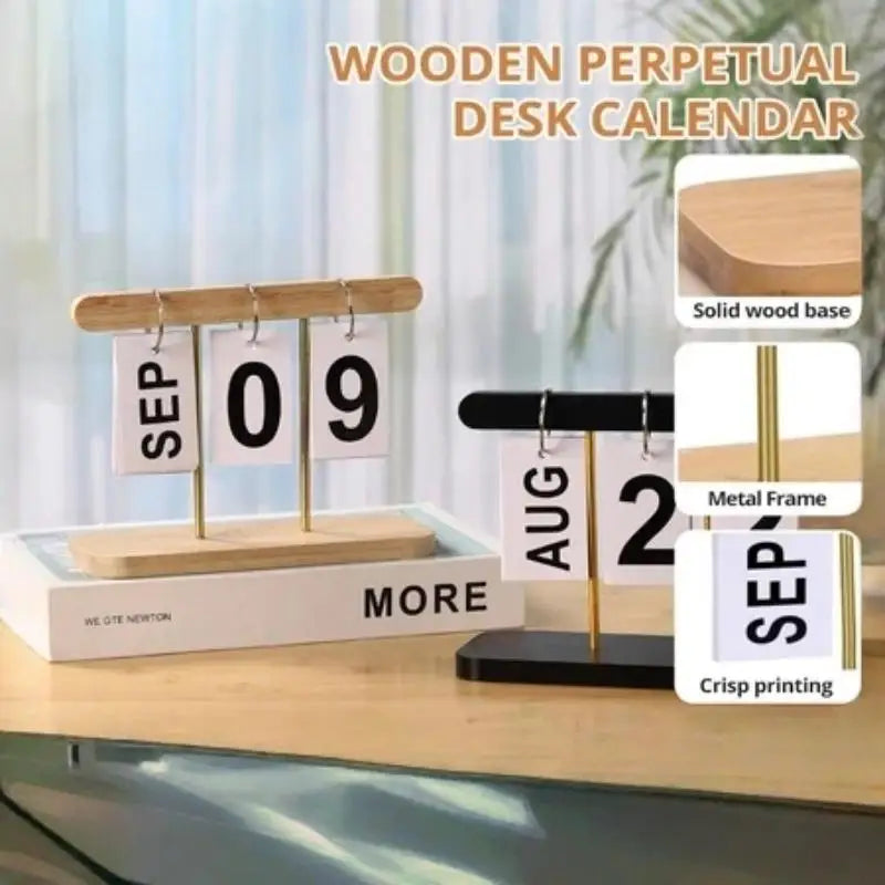 Flip Perpetual Desk Calendar – Minimalist ABS Desktop Ornament Perpetual Desk Calendar Nixie