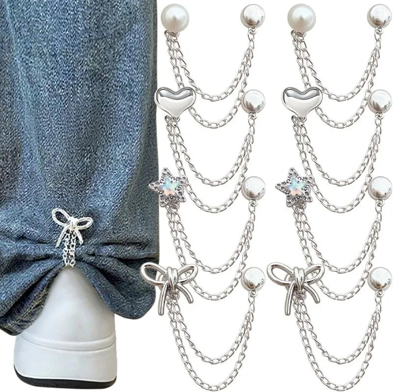 Decorative Button Chain Clips for Shirts, Jeans & Sleeves | 4/8pcs Clothing Button Clips Nixie 8PCS - set