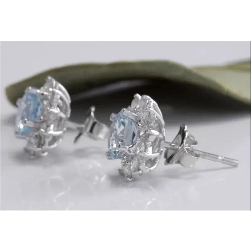 Aquamarine Crystal Dangle Earrings – Zinc Alloy Drop Earrings Crystal Dangle Earrings Nixie