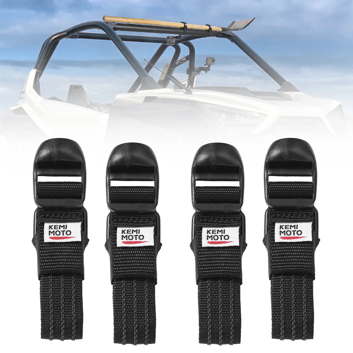 KEMIMOTO 4-Pack UTV Shovel Holder Roof Rack Straps | RZR X3 UTV Roof Rack Straps Nixie