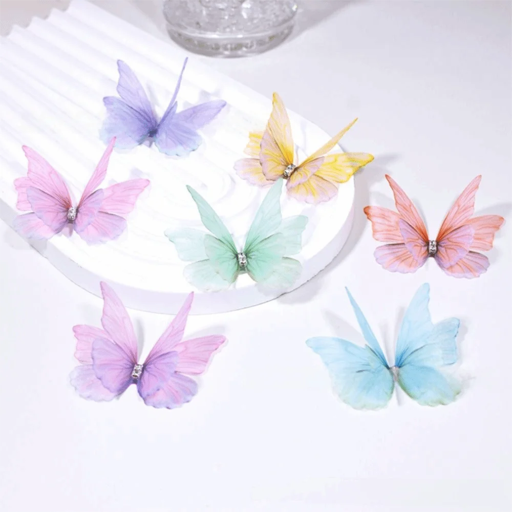 50Pcs 3D Organza Butterfly Appliques – Colorful Mesh Patches Fabric Appliques Nixie