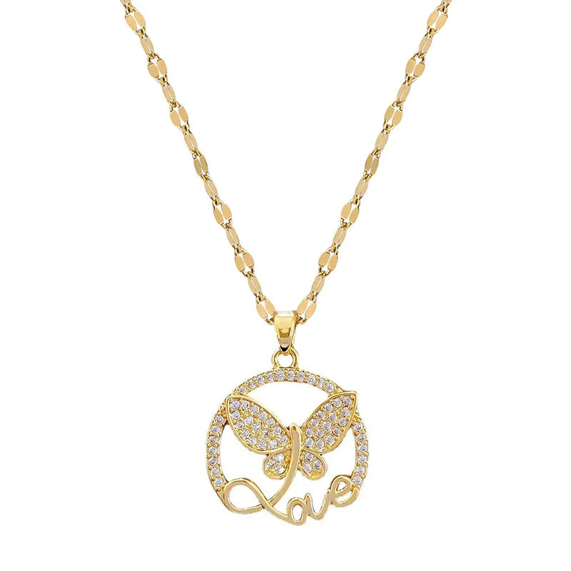 Gold Butterfly Pendant Necklace | Women's Collarbone Chain Pendant Necklace Nixie