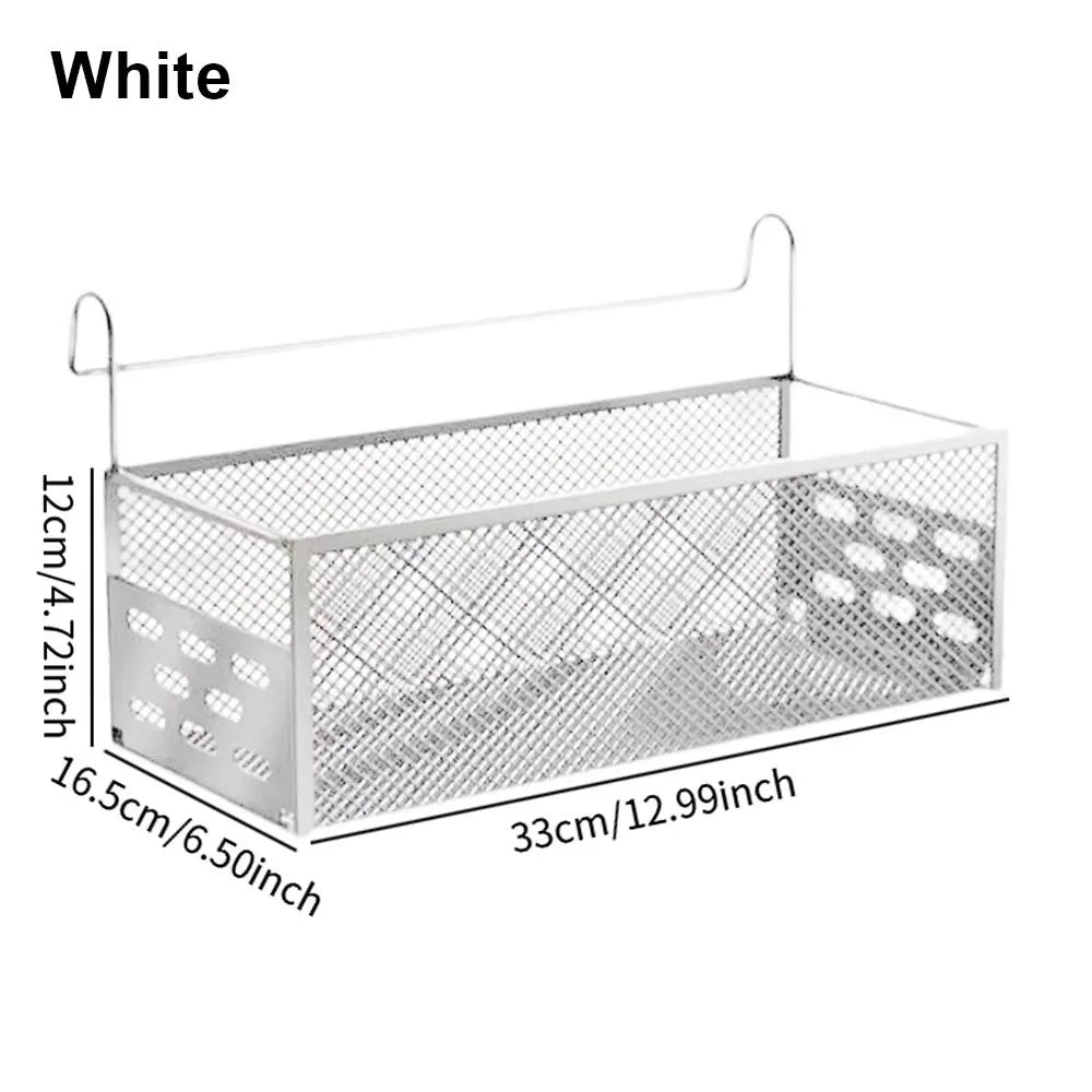 Punch-Free Bedside Hanging Basket – Bed Storage Shelf Rack Bedside Storage Rack Nixie White