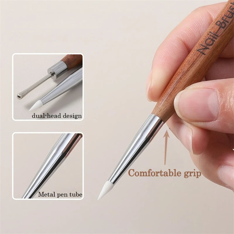 Dual-Ended Nail Art Pen – Silicone Tip & Gel Polish Detail Brush