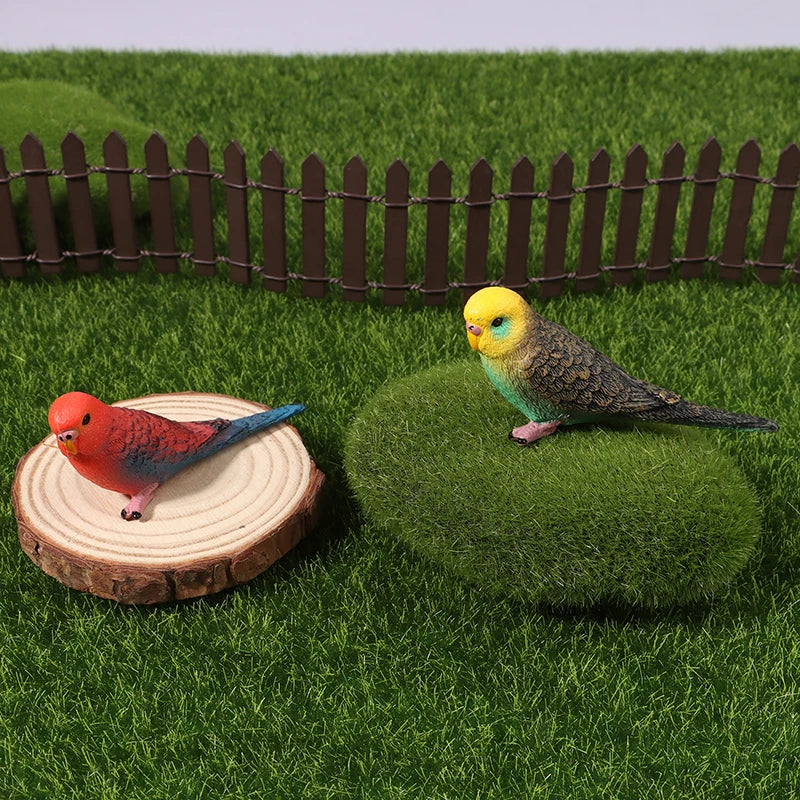 Simulation Parrot Figurine Miniature Ornament & Photography Prop Miniature Bird Figurine Nixie