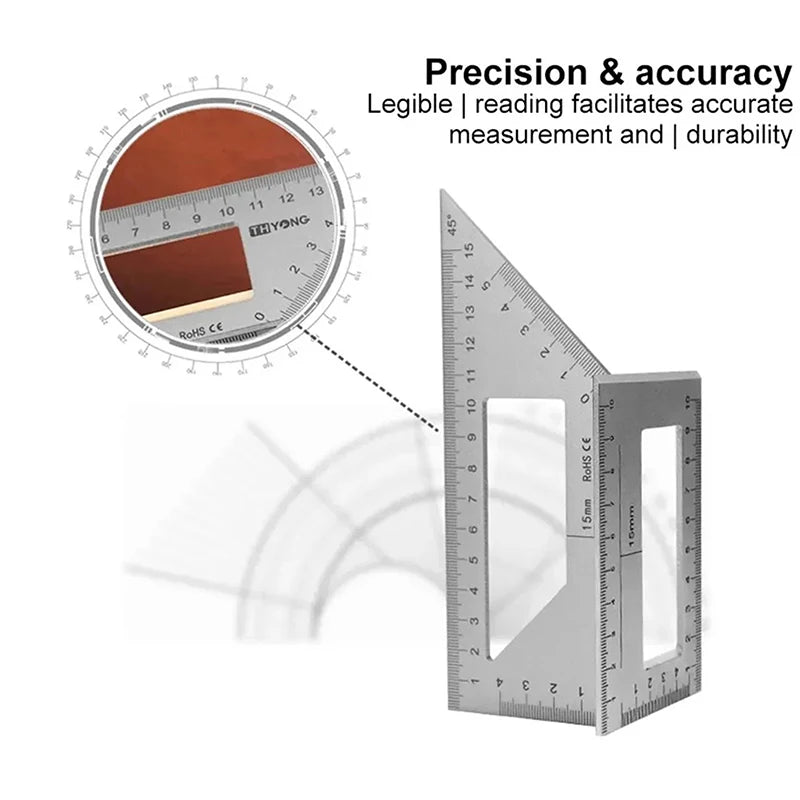 Aluminum Alloy Woodworking Angle Ruler 45 & 90 Degree Marking Gauge Woodworking Angle Ruler Nixie