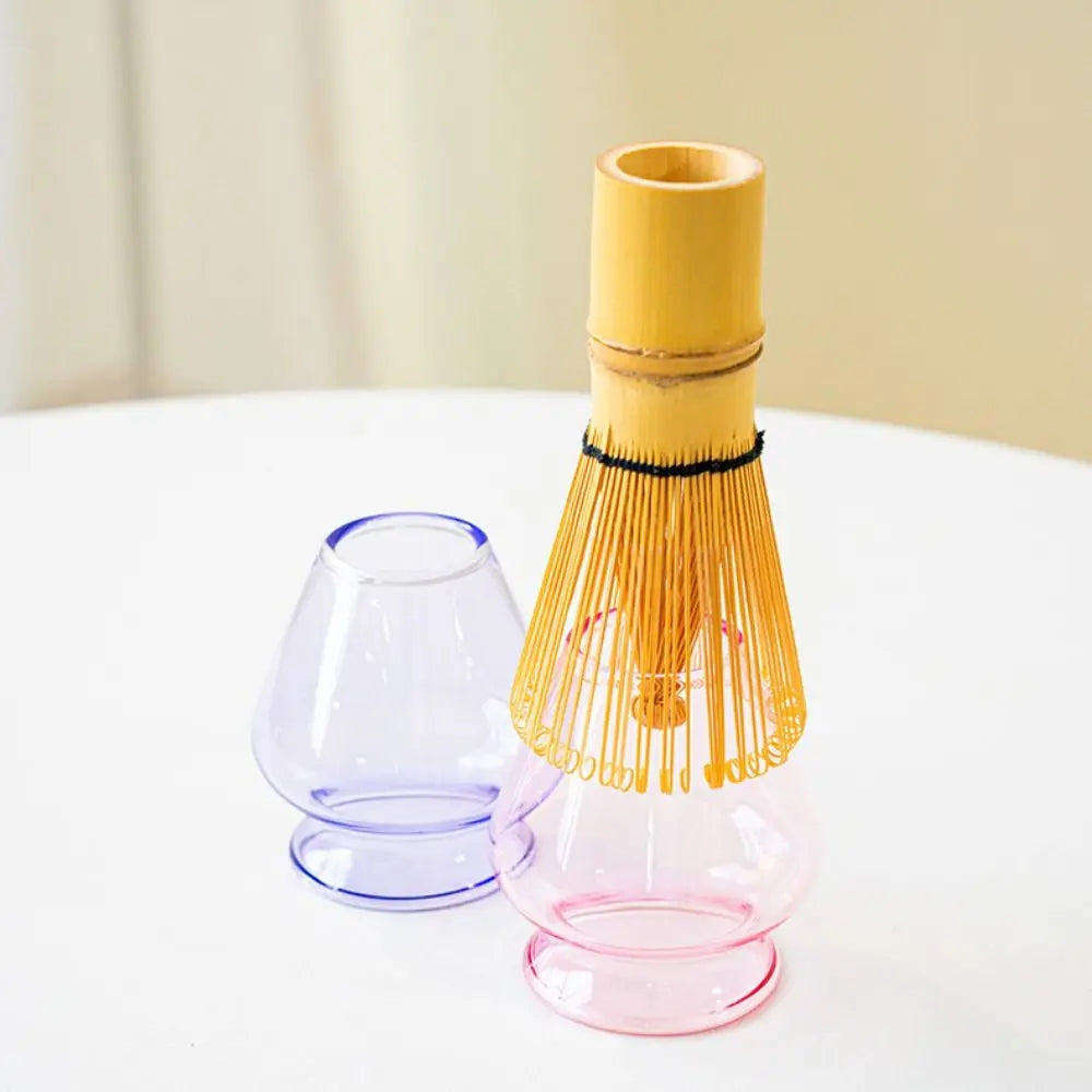 Glass Matcha Bowl Pink Bowknot Japanese Tea Set with Spout