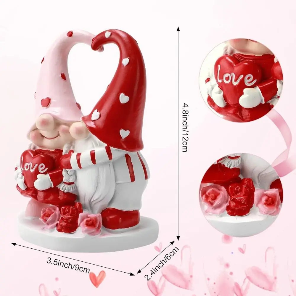 Resin Valentine Gnome Figurines – Romantic Couple Gift Decor Gnome Figurine Set Nixie