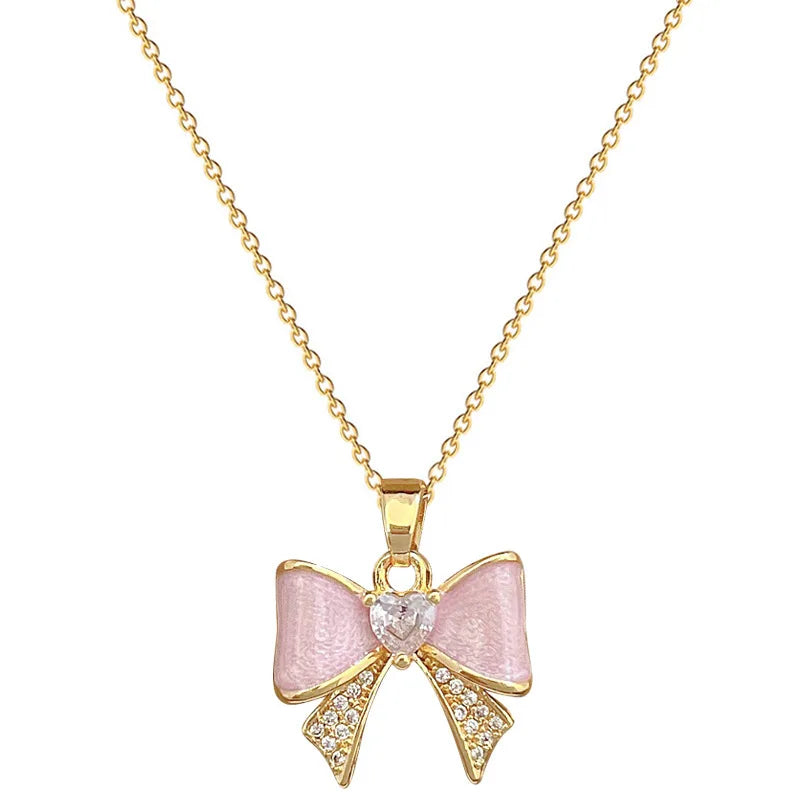 Butterfly Knot Choker Necklace – Gold Stainless Steel Women Pendant Choker Necklace Nixie
