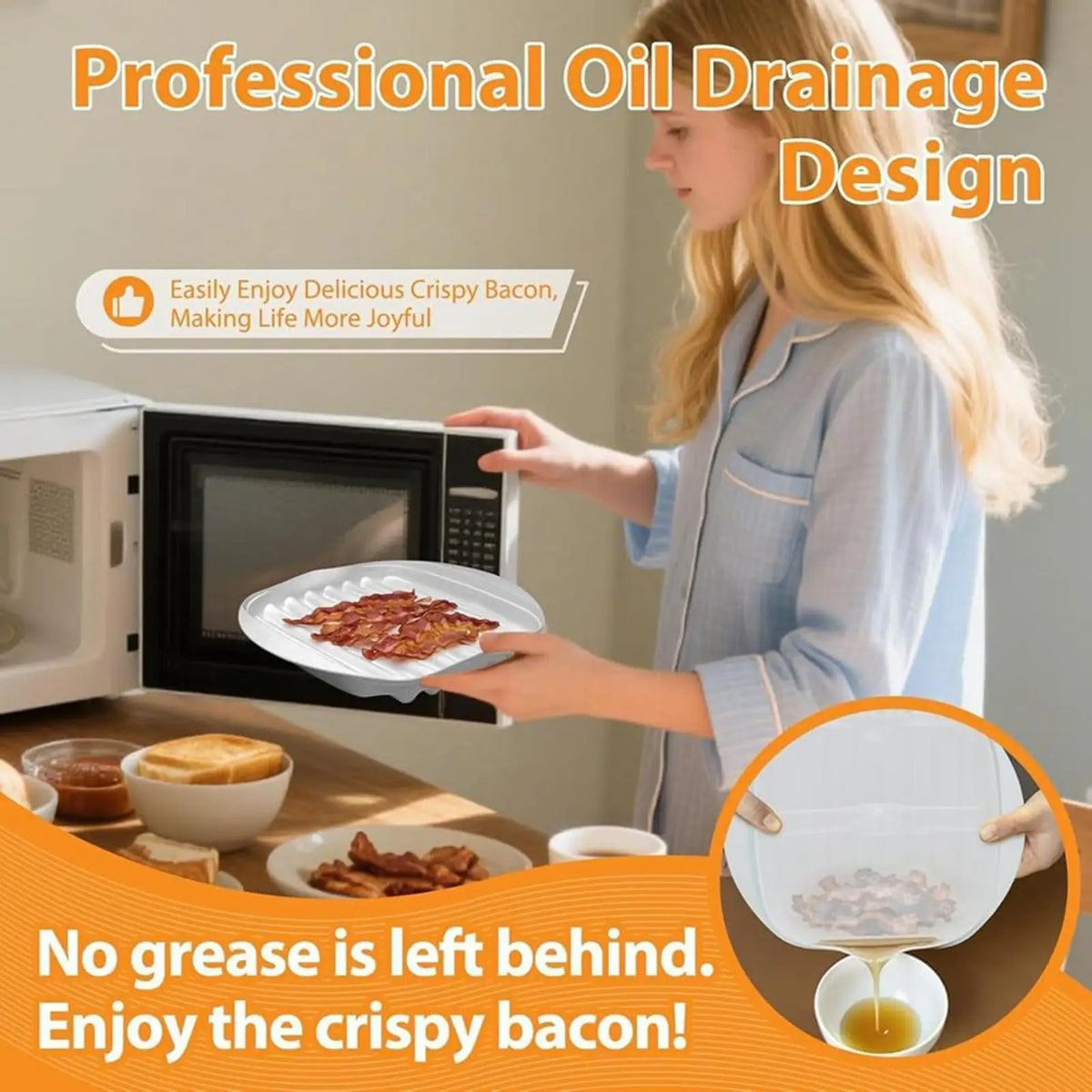 Bacon Microwave Tray with Lid – Non-Stick Bacon Cooker Microwave Bacon Tray Nixie