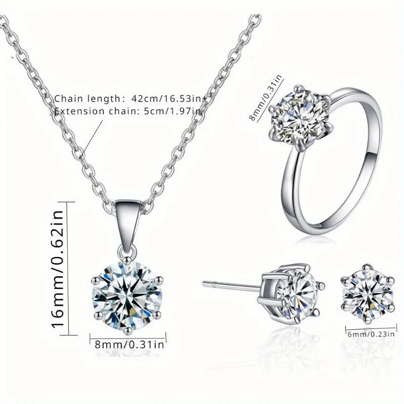 3-Piece Bridal Jewelry Set – Zirconia Necklace, Earrings & Ring Bridal Jewelry Set Nixie