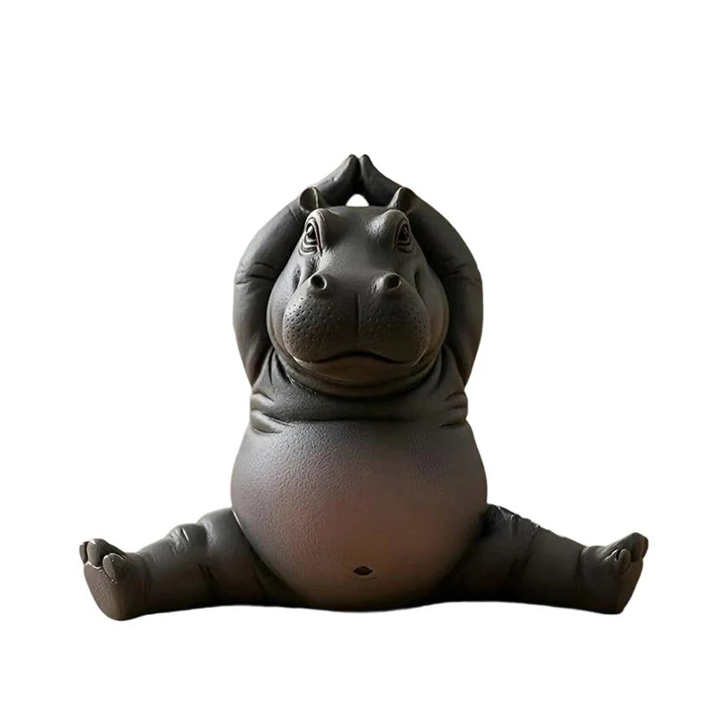 Yoga Hippo Statue – Handcrafted Resin Hippopotamus Figurine