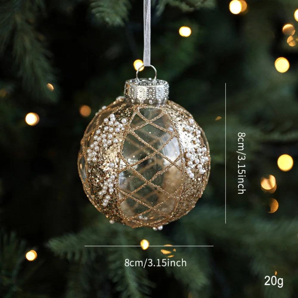 8cm Glitter Gold Border Christmas Ball Ornament – Tree Pendant Christmas Ornament Nixie A 1.5cm