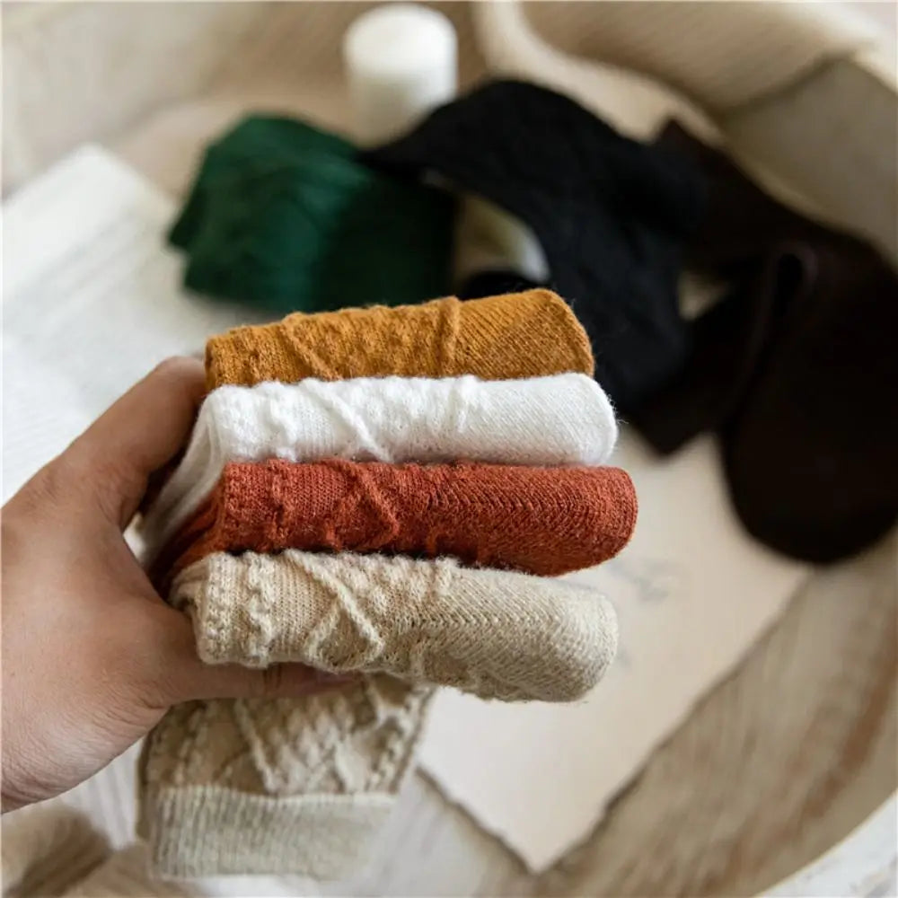 Women's Wool Blend Cable Knit Thermal Crew Socks | Winter Knit Crew Socks Nixie