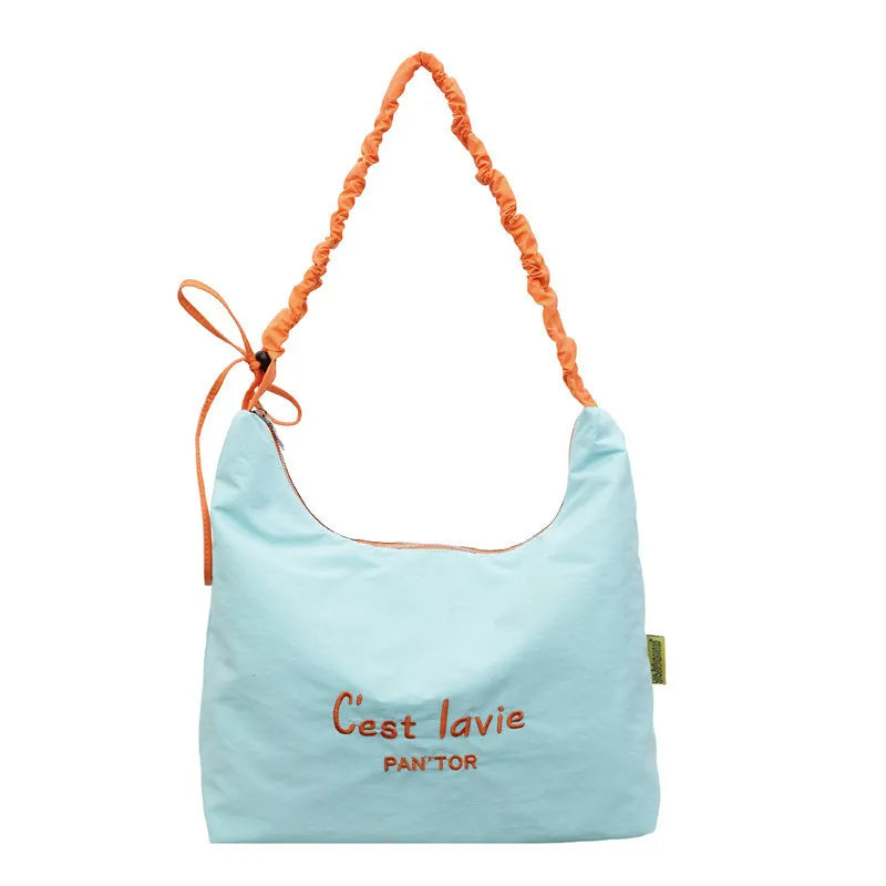 Korean Canvas Tote Bag Women – Large Embroidered Shoulder Bag Canvas Tote Bag Nixie