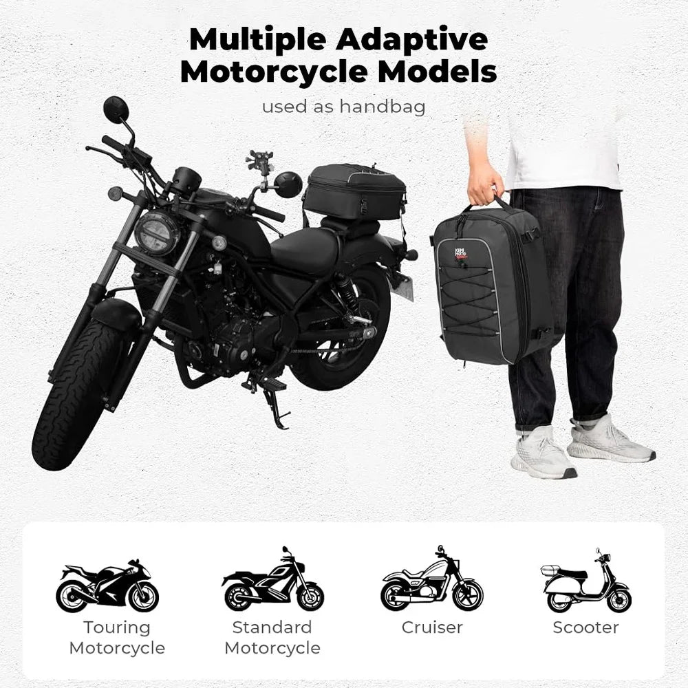 KEMITOUR 22L-30L Waterproof Motorcycle Tail Bag + Rain Cover Motorcycle Tail Bag Nixie