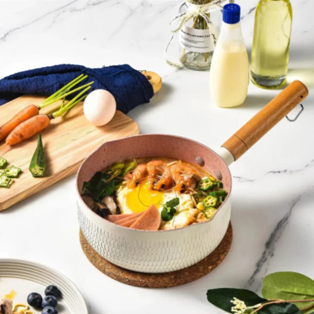 Non-Stick Frying Pan Wood Handle – Home, Camping & Baby Food Non-Stick Skillet Nixie