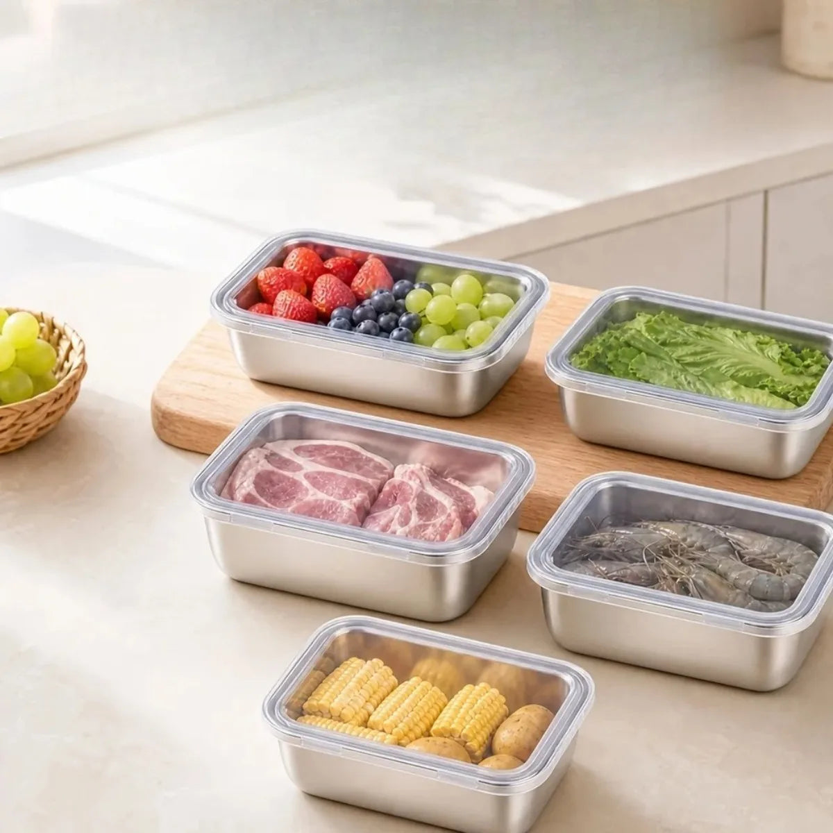 5-Piece Stainless Steel Food Storage Containers with Lids Food Storage Containers Nixie